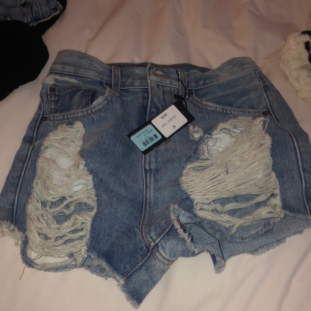 Carmar Alice distressed denim high waisted shorts
